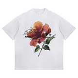 RICH AND LONELY HIBISCUS BLOOM TEE - WHITE
